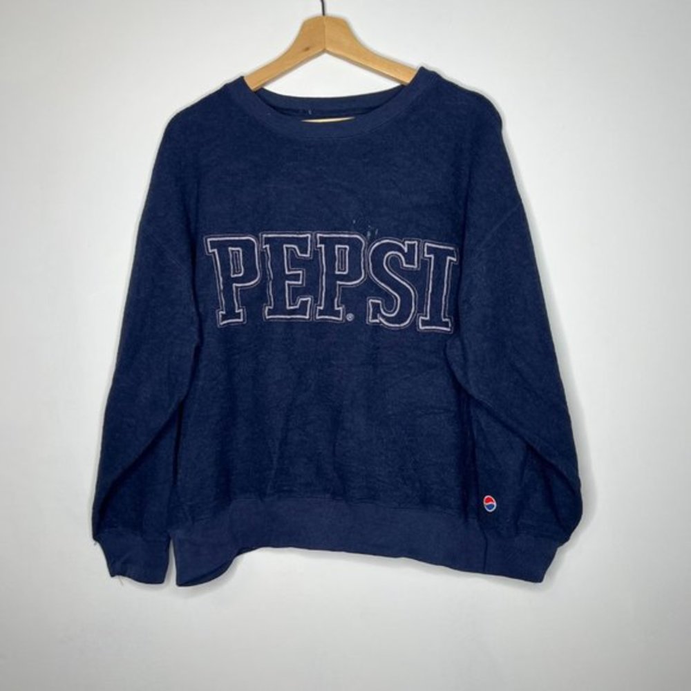 Vintage 90s Pepsi Cola embroidered crewneck sweatshirt pullover sweater L